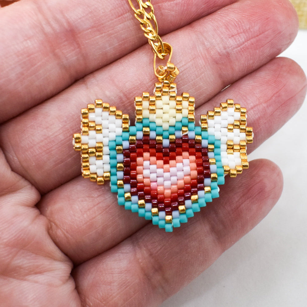 sacred heart beaded neckalce