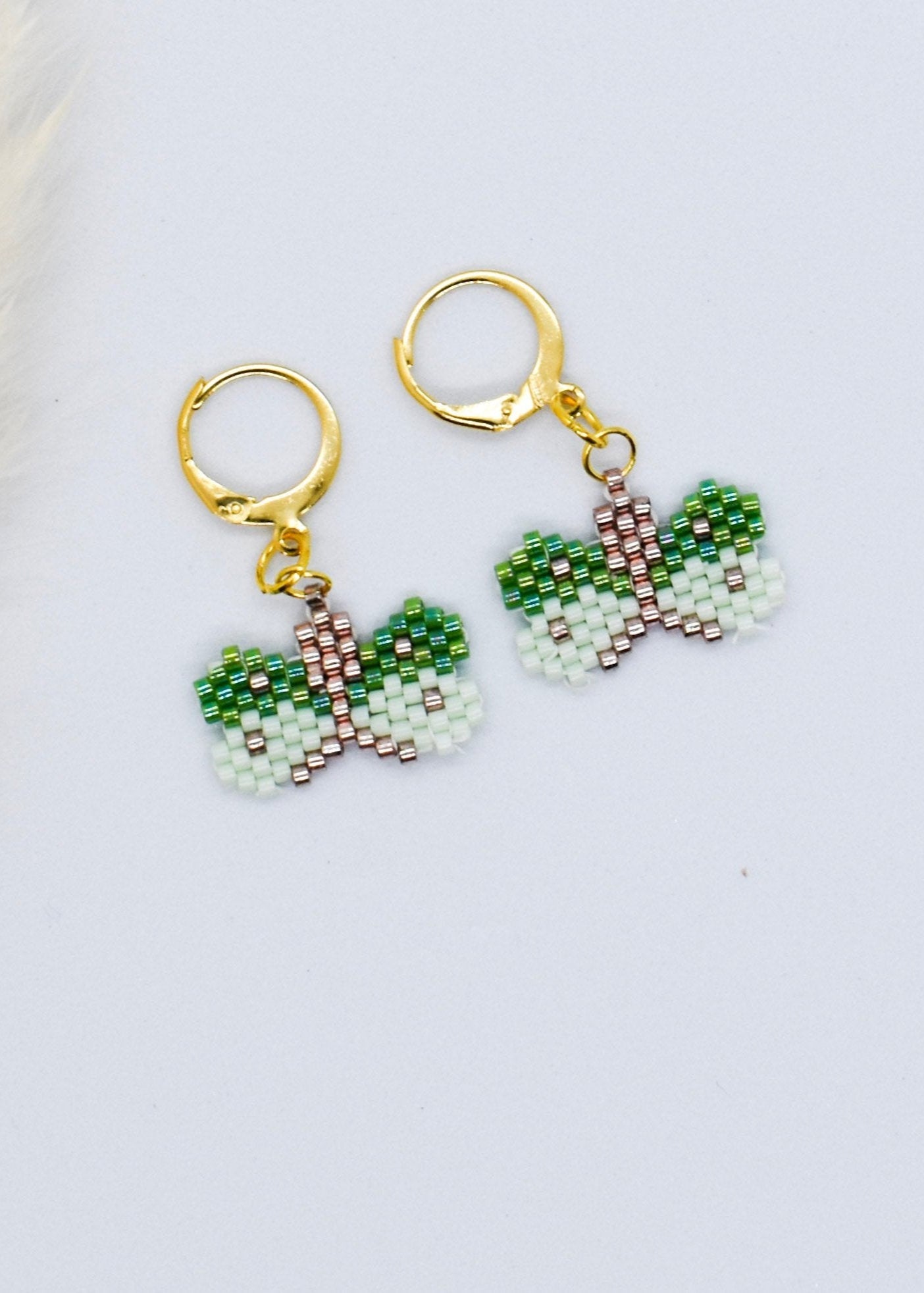 ss hoops Green butterfly earrings