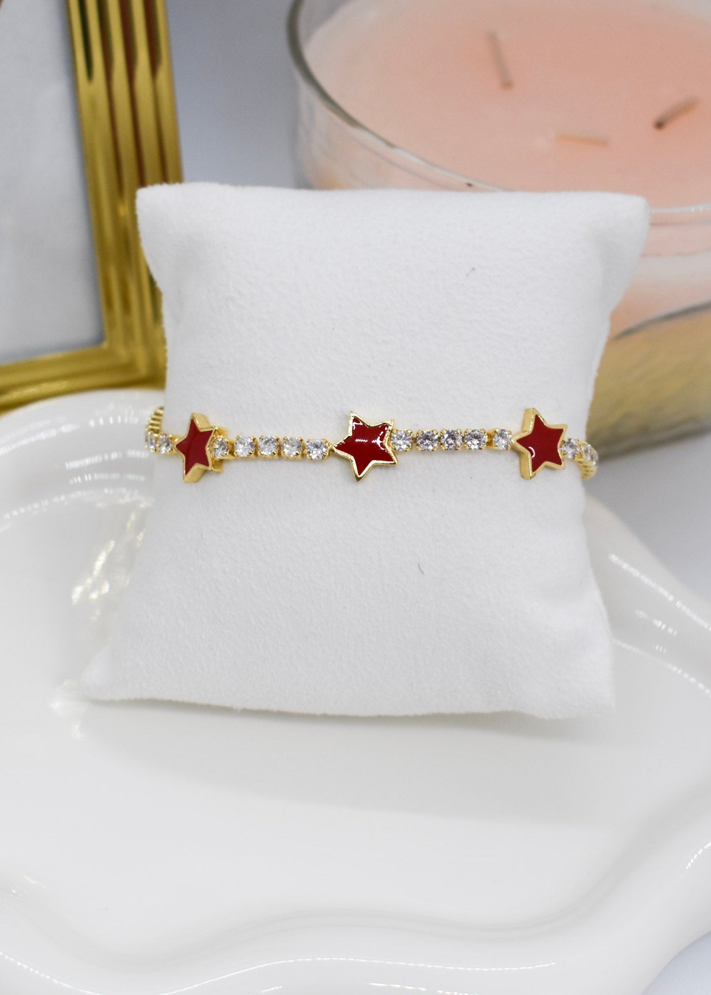 strass and stars bracelet red