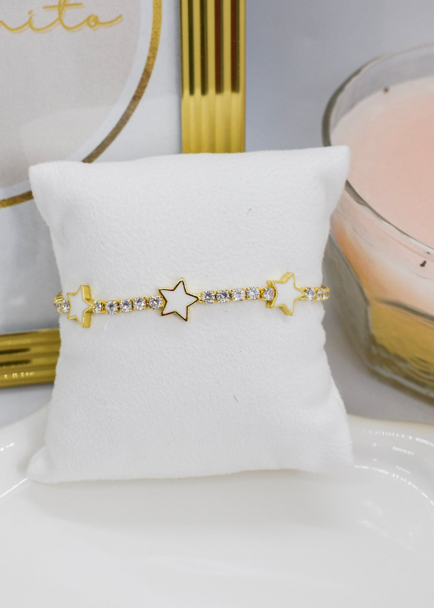 strass and stars bracelet white
