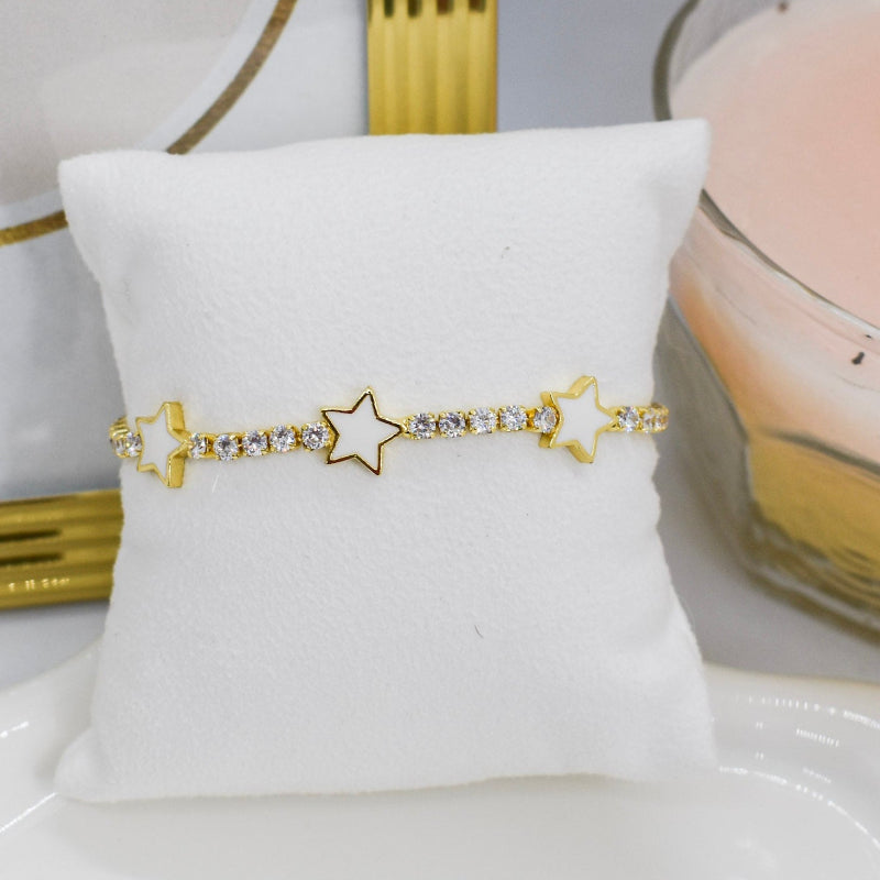 strass and stars bracelet white