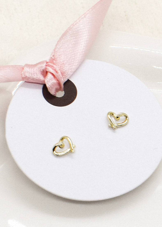 stud heart earrings hollow