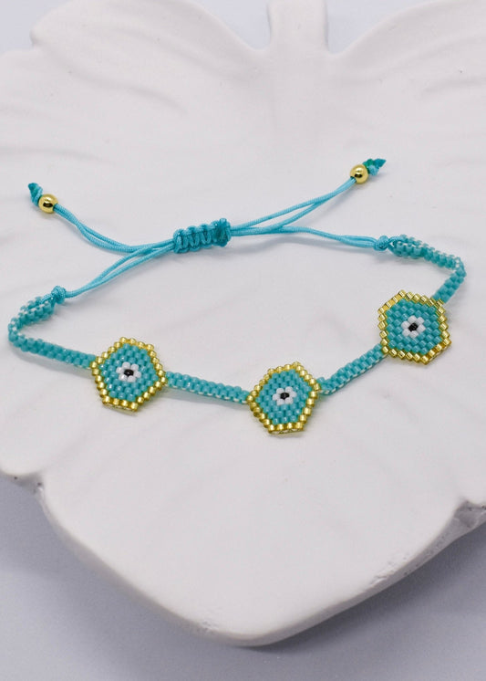 trio evil eye bracelets tuquoise