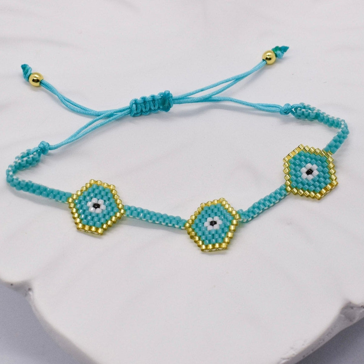 trio evil eye bracelets tuquoise