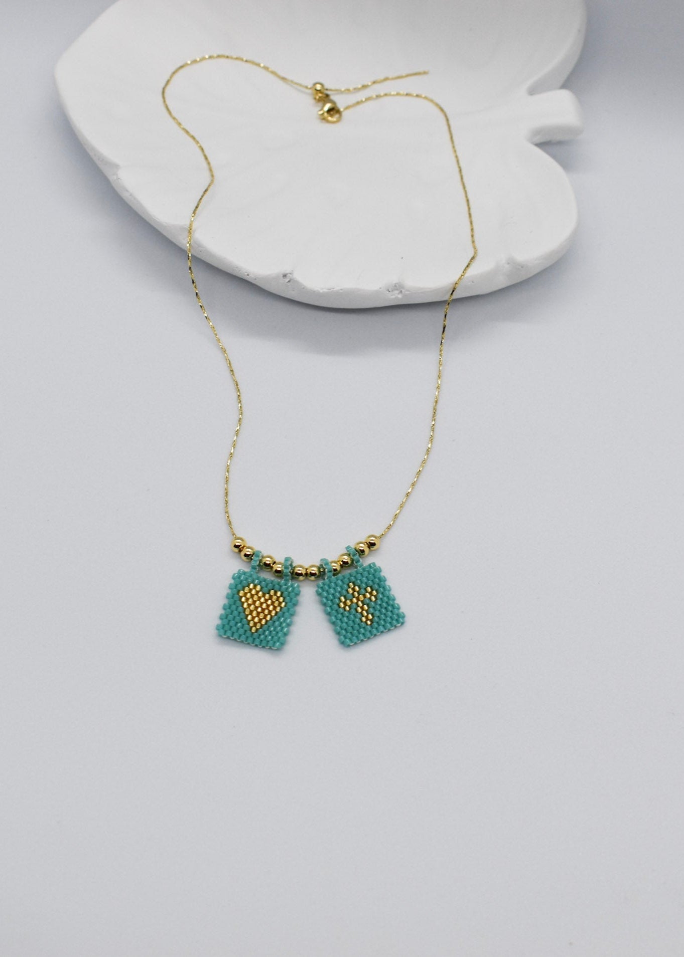 turquoise scapular necklaces miyuki