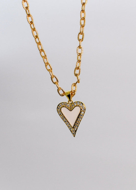 white enamel heart necklace