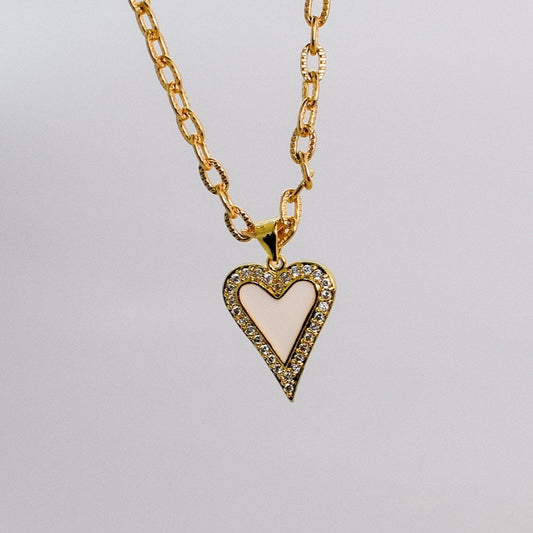 white enamel heart necklace