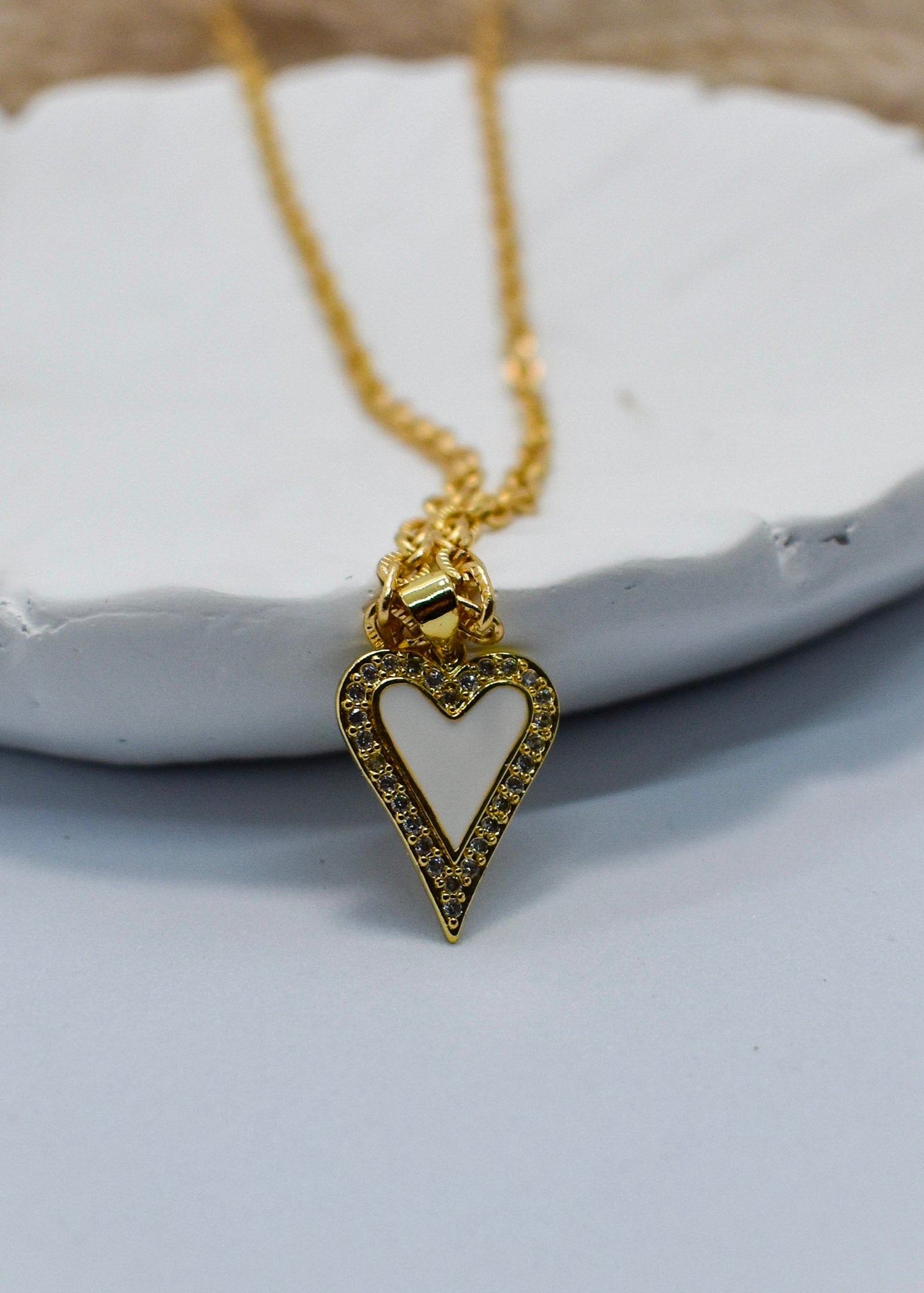 white heart necklace