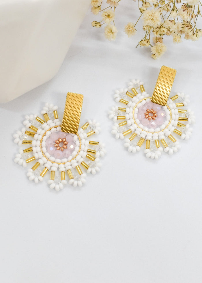 white round earrings