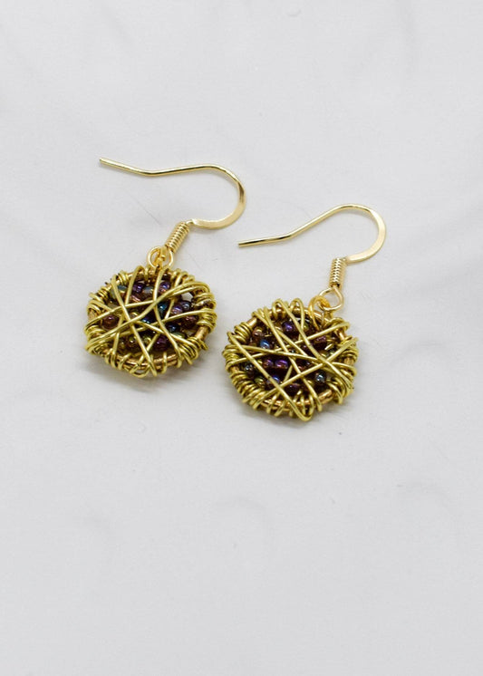 wire purple wrapped earrings