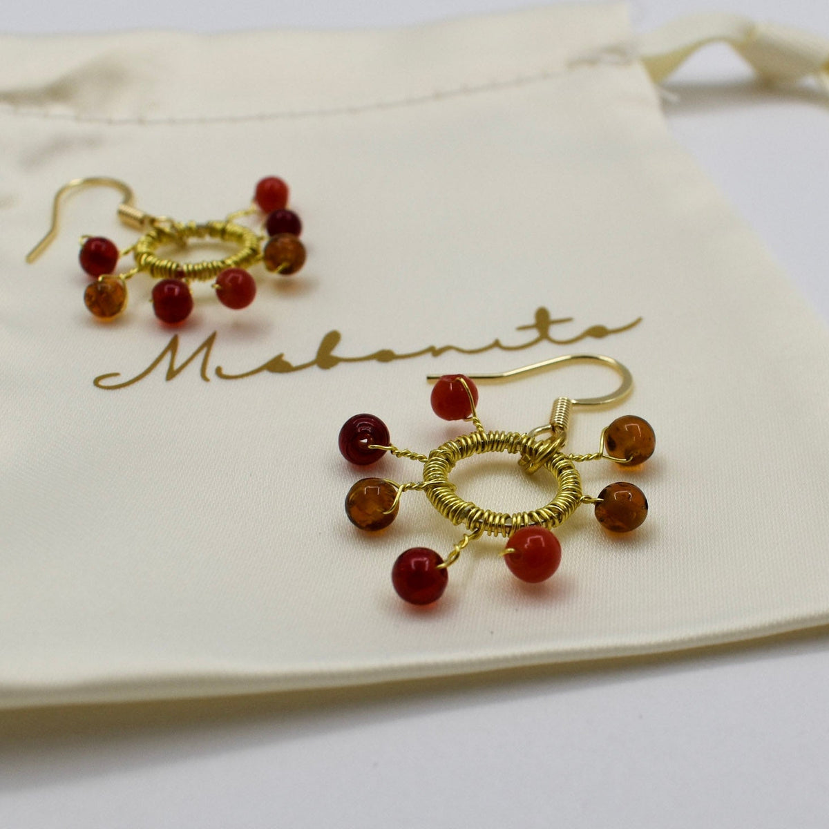 wrapped agate orange earrings