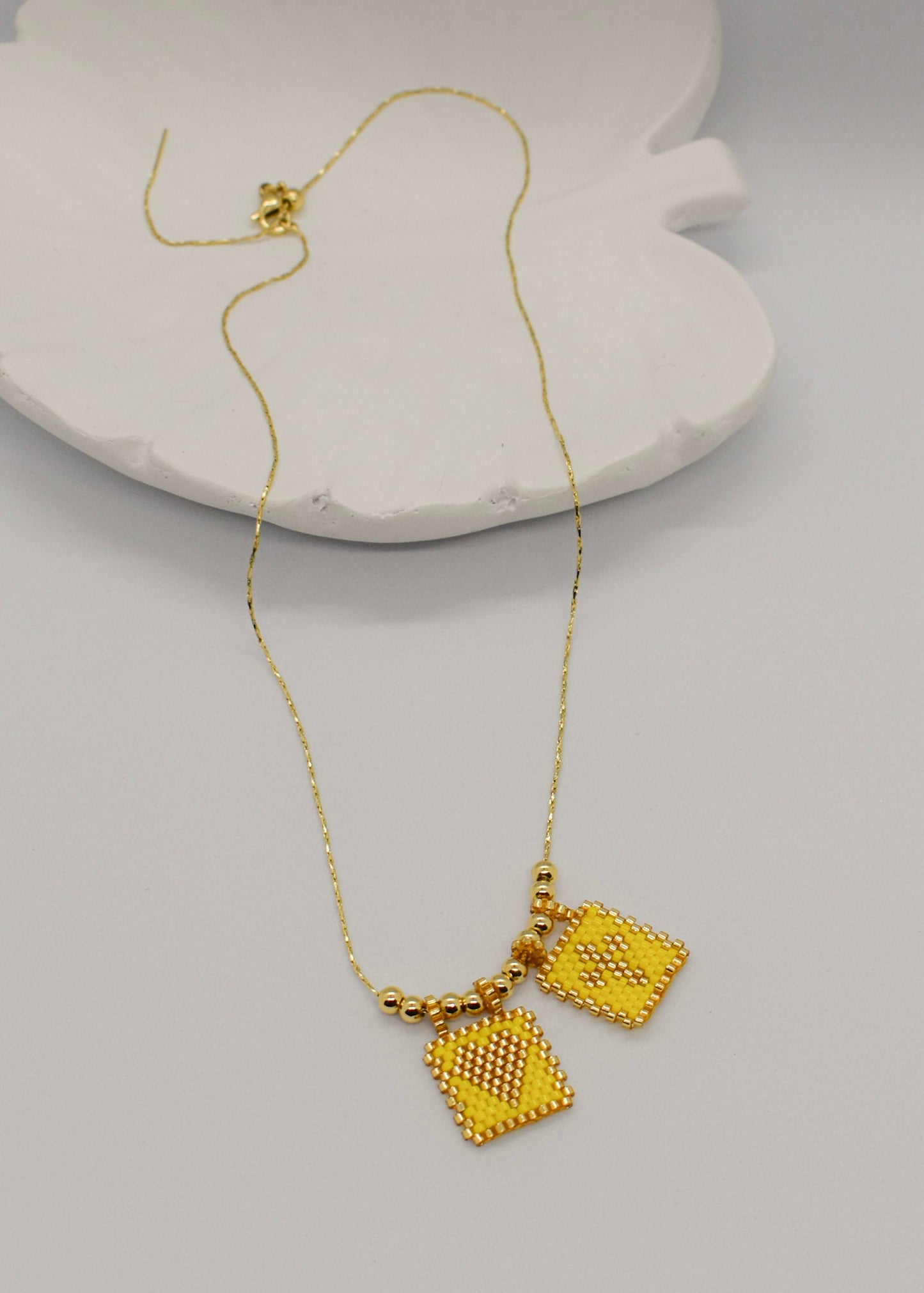 yellow scapular necklaces miyuki