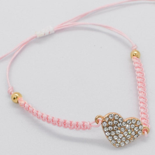 zirconia heart bracelet pink