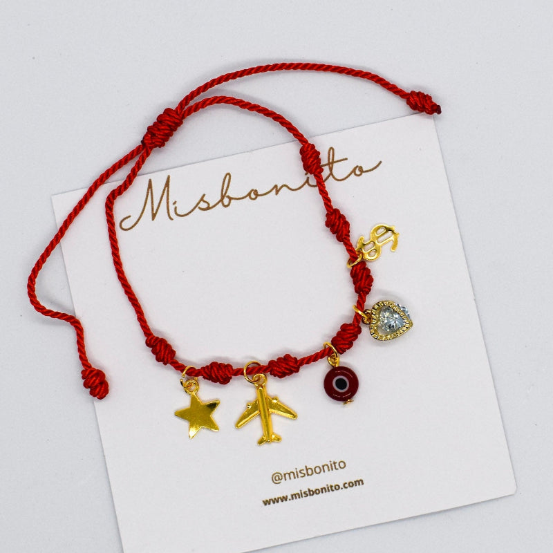 Bracelet with charms on a Misbonito branded card