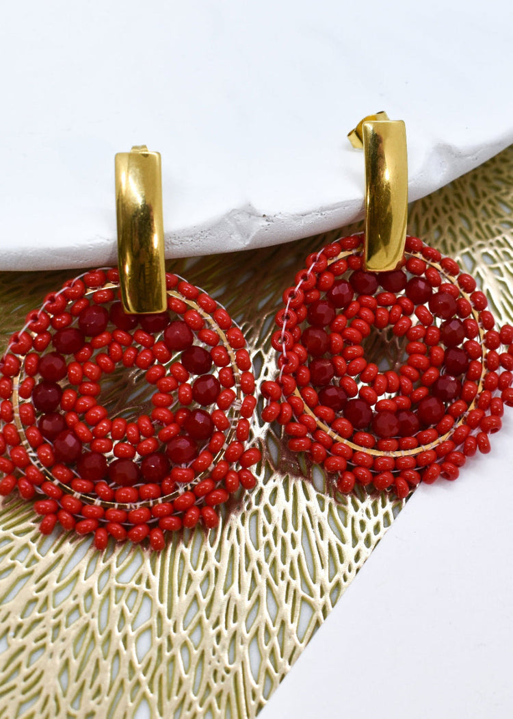 red round earrings