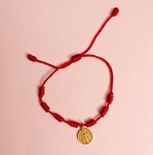 St Benedict Red Bracelet with Seven Knots