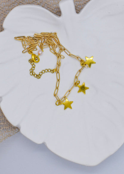 3golden stars necklace