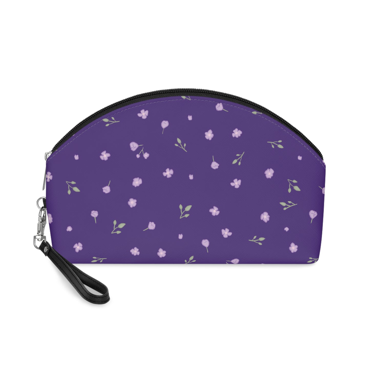 Makeup Bag - Romantic Dark Purple Floral Pattern