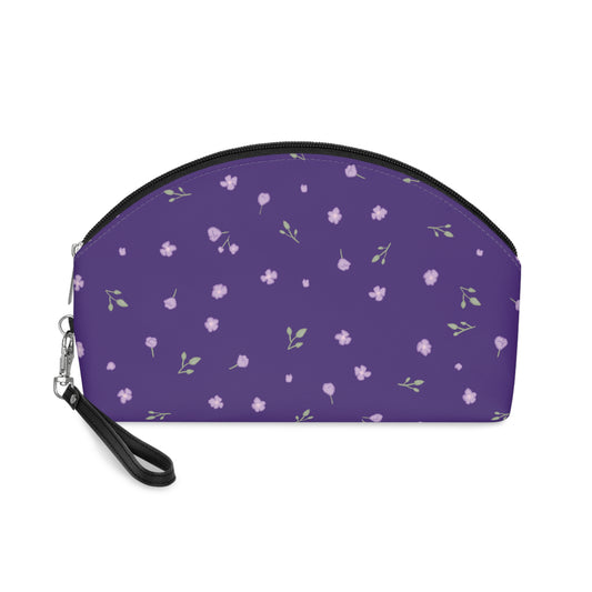 Makeup Bag - Romantic Dark Purple Floral Pattern