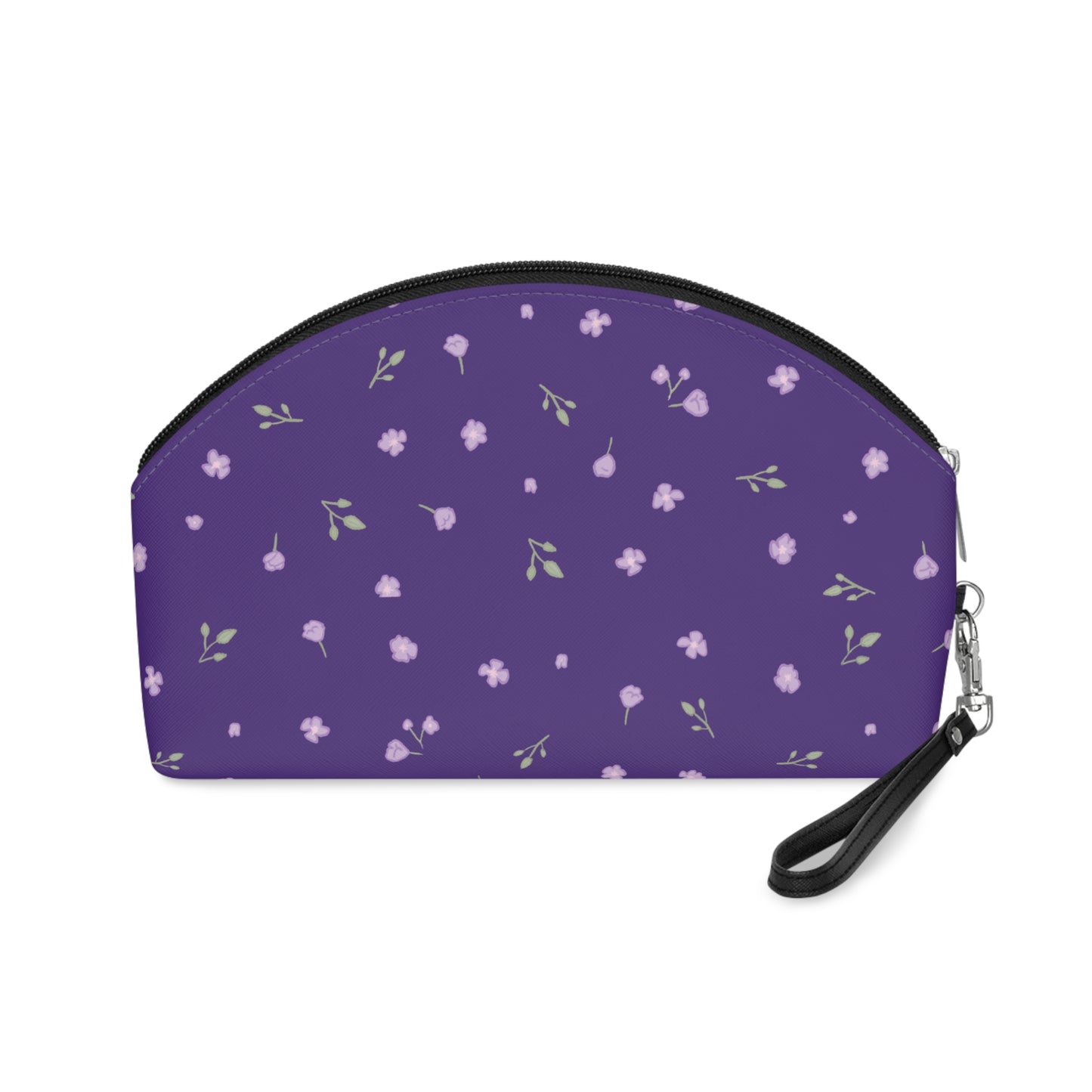 Makeup Bag - Romantic Dark Purple Floral Pattern