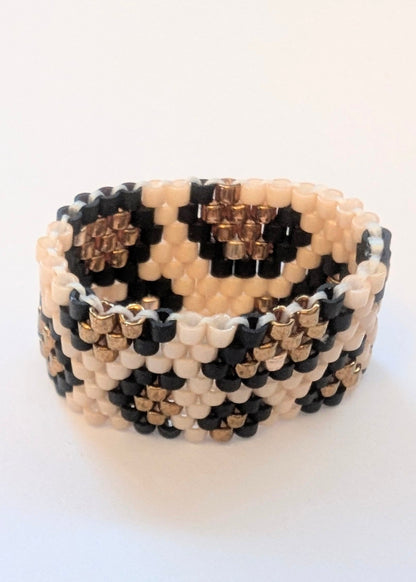 Animal print Miyuki ring