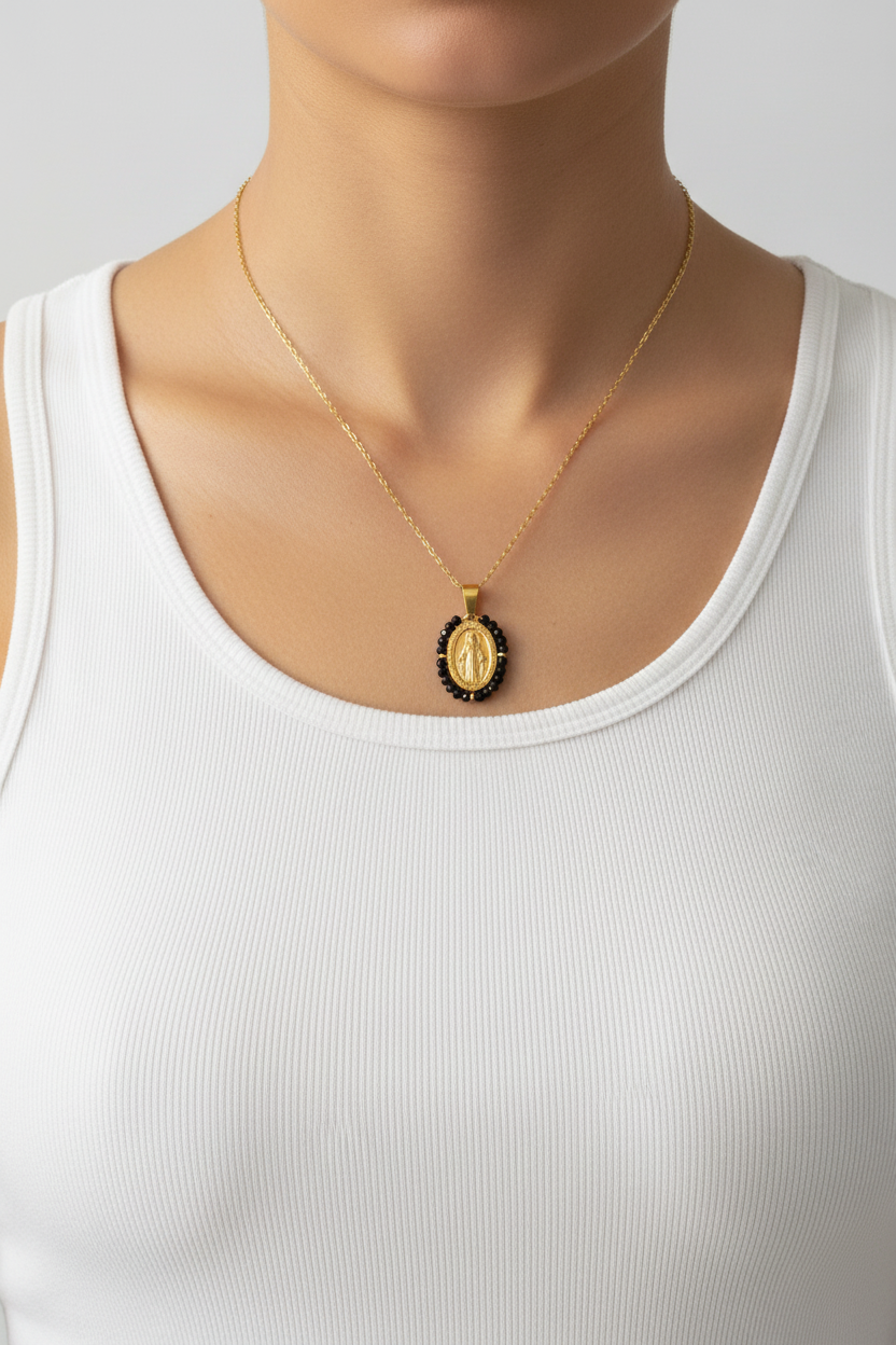 VIRGIN MARY NECKLACE MADE WITH CRYSTALS