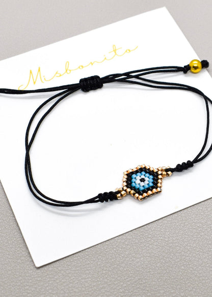 Black small evil eye bracelet