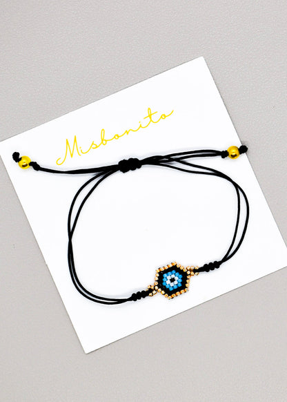 Black small evil eye bracelet