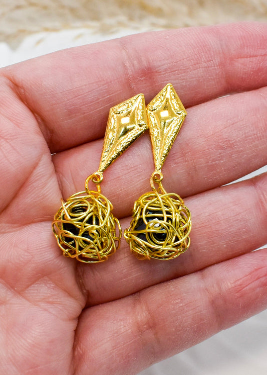 Black pearl wrap earrings 