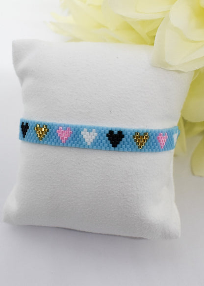 Blue bar bracelet beaded