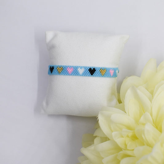 Blue bar heart bracelet