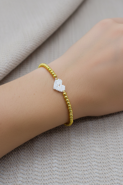 TINY WHITE HEART BRACELET