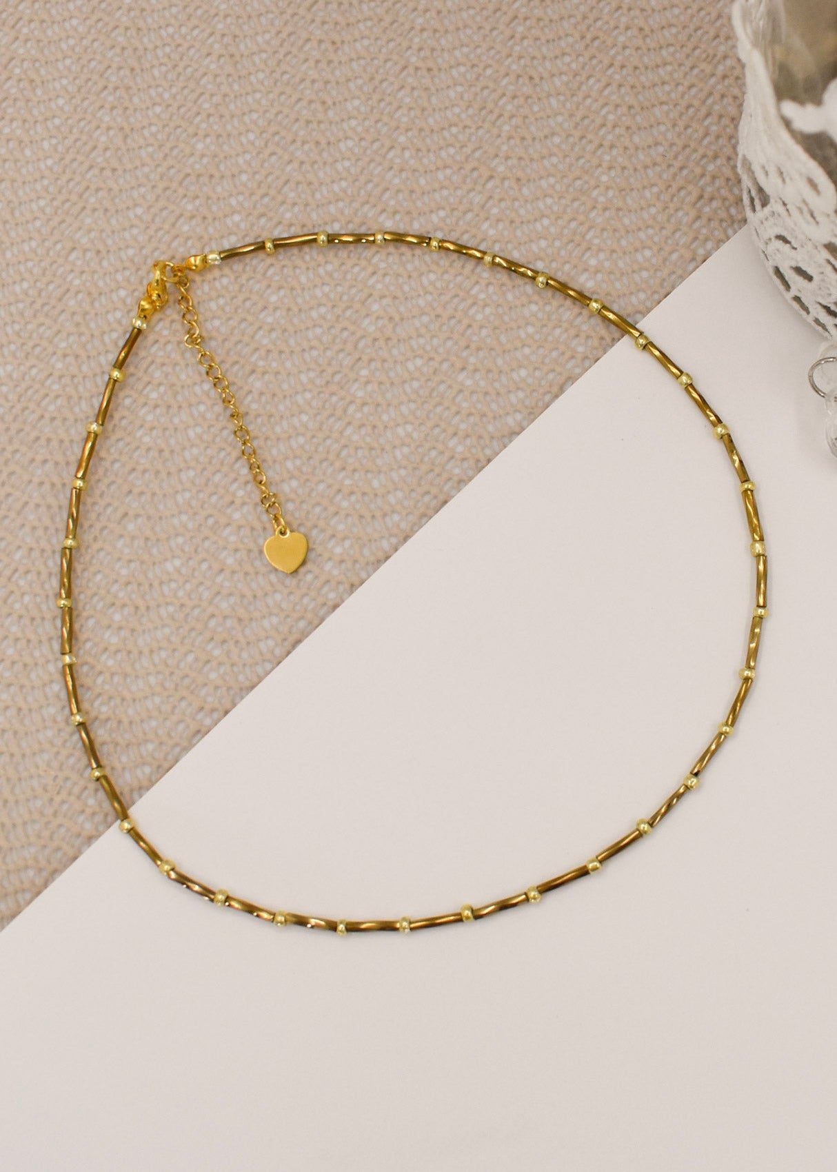 Bronze beaded necklace
