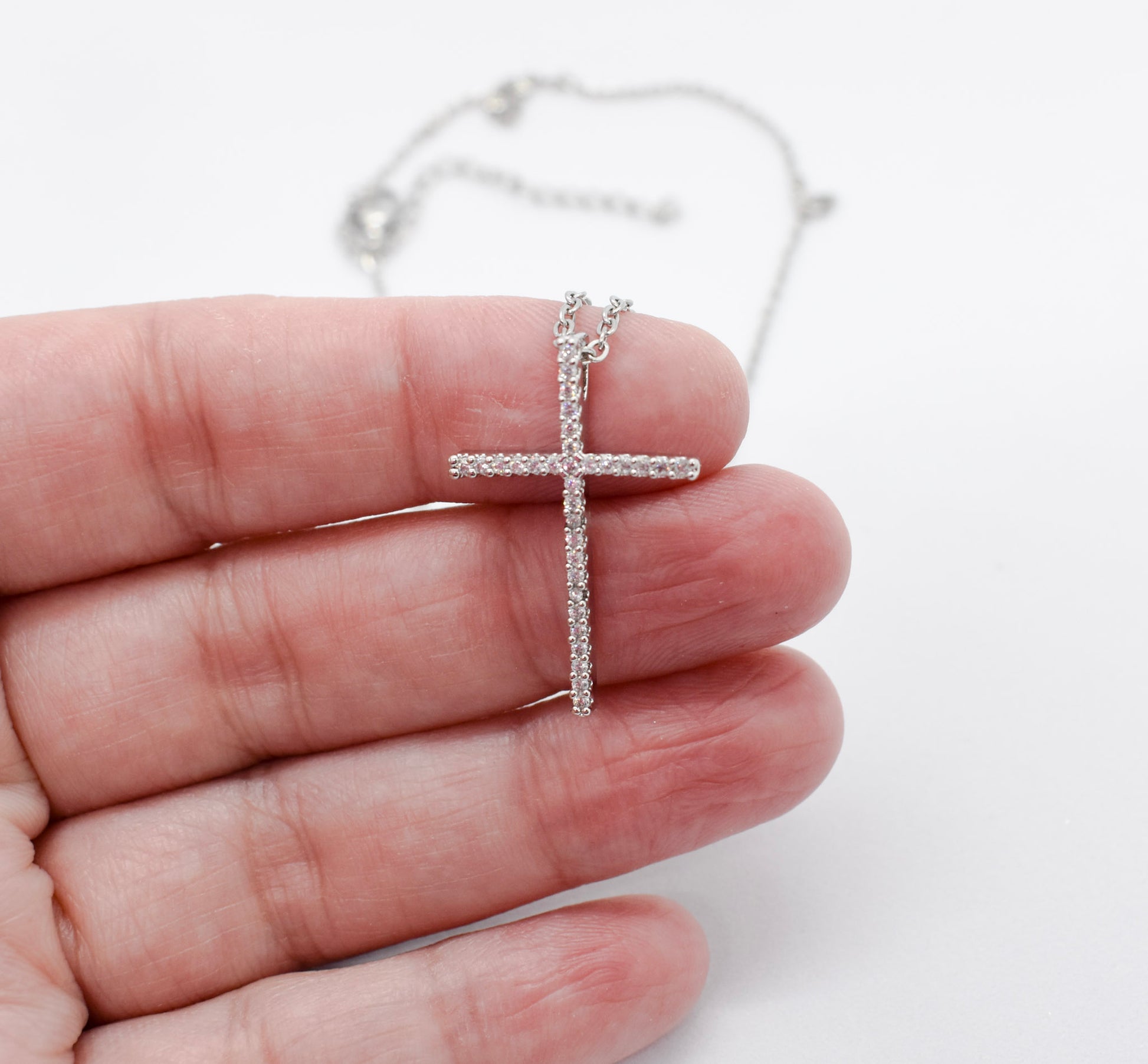 Silver Cross Charm Necklace