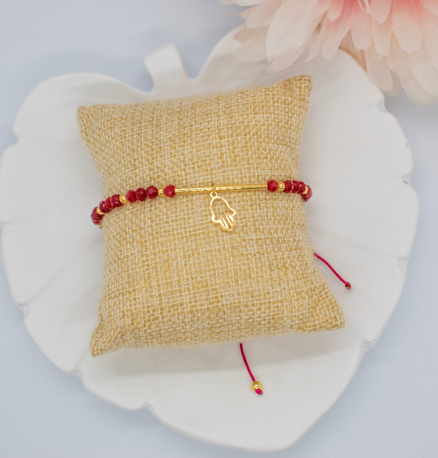 Crystal tube bracelet red