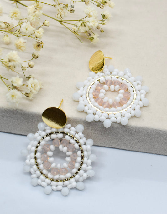 STATEMENT BEADED EARRINGS (WHITE)