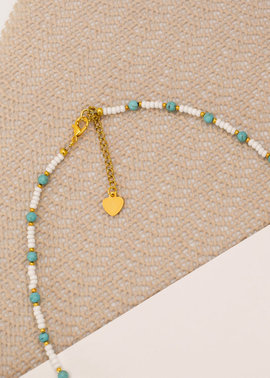 TURQUOISE MINI PEARL NECKLACE