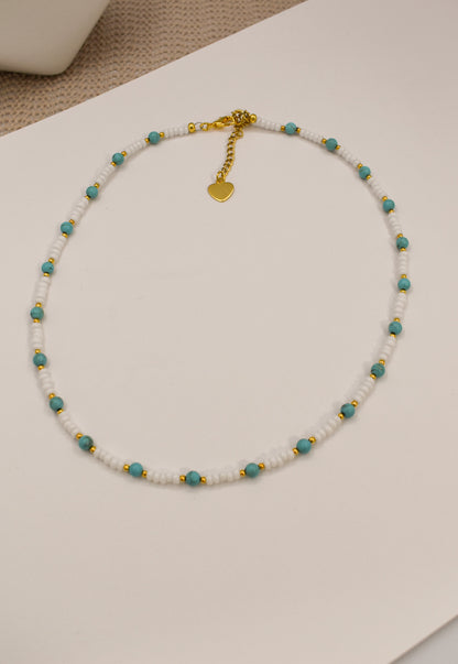 TURQUOISE MINI PEARL NECKLACE