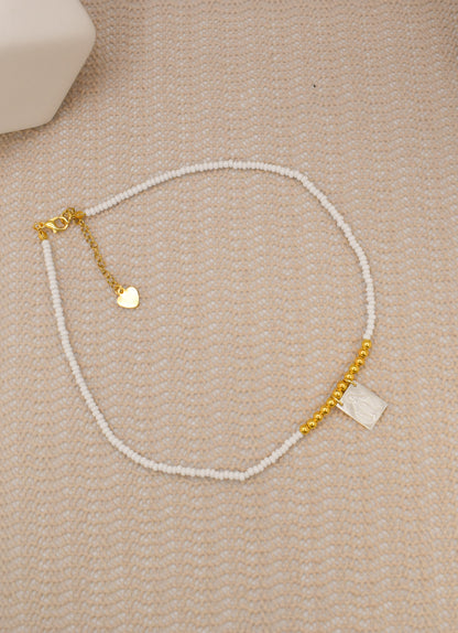 WHITE BEADED SCAPULAR NECKLACE