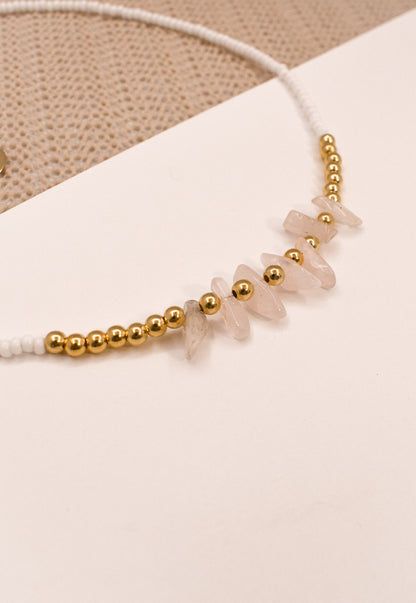 ROSE QUARTZ BEADED NECKLACE