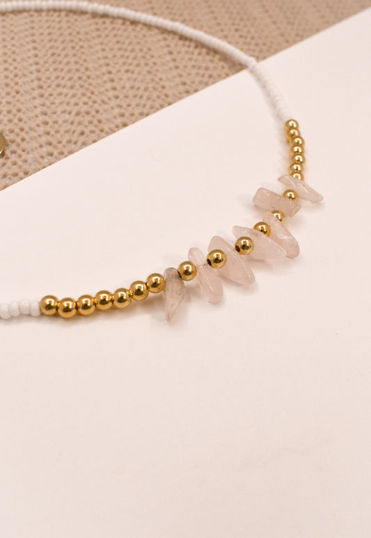 ROSE QUARTZ BEADED NECKLACE