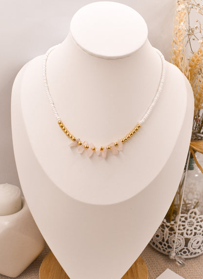 ROSE QUARTZ BEADED NECKLACE