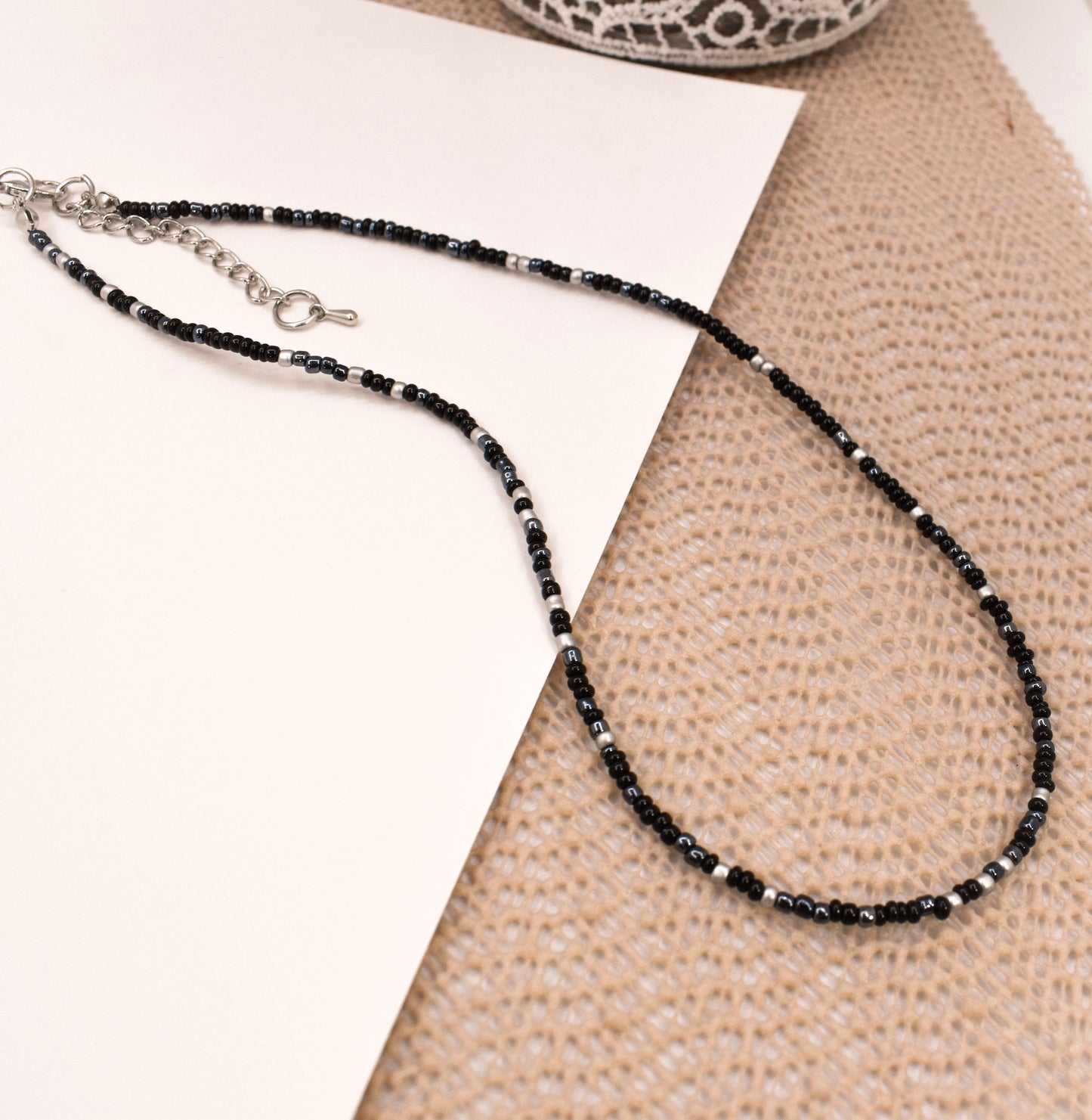 Black Beaded Choker Necklace