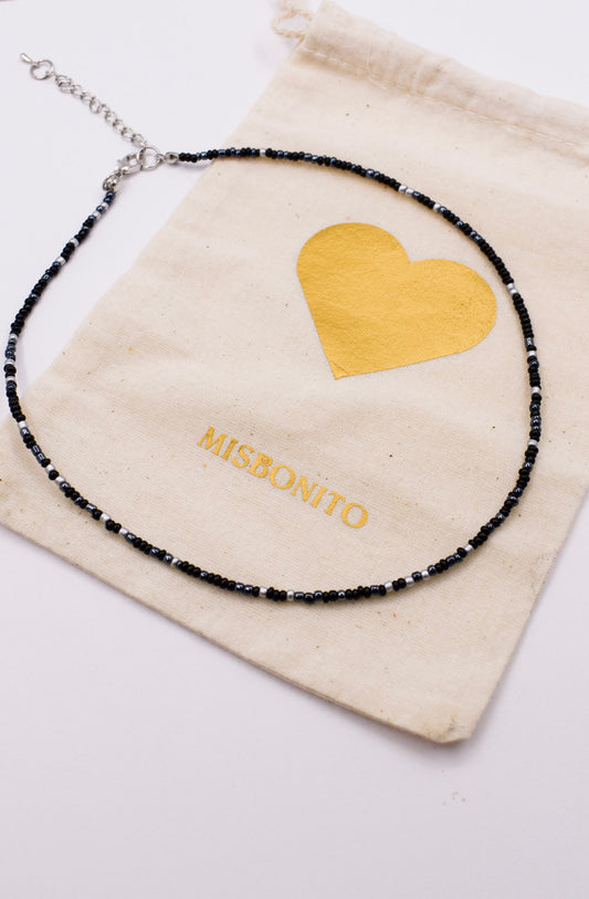 Black Beaded Choker Necklace