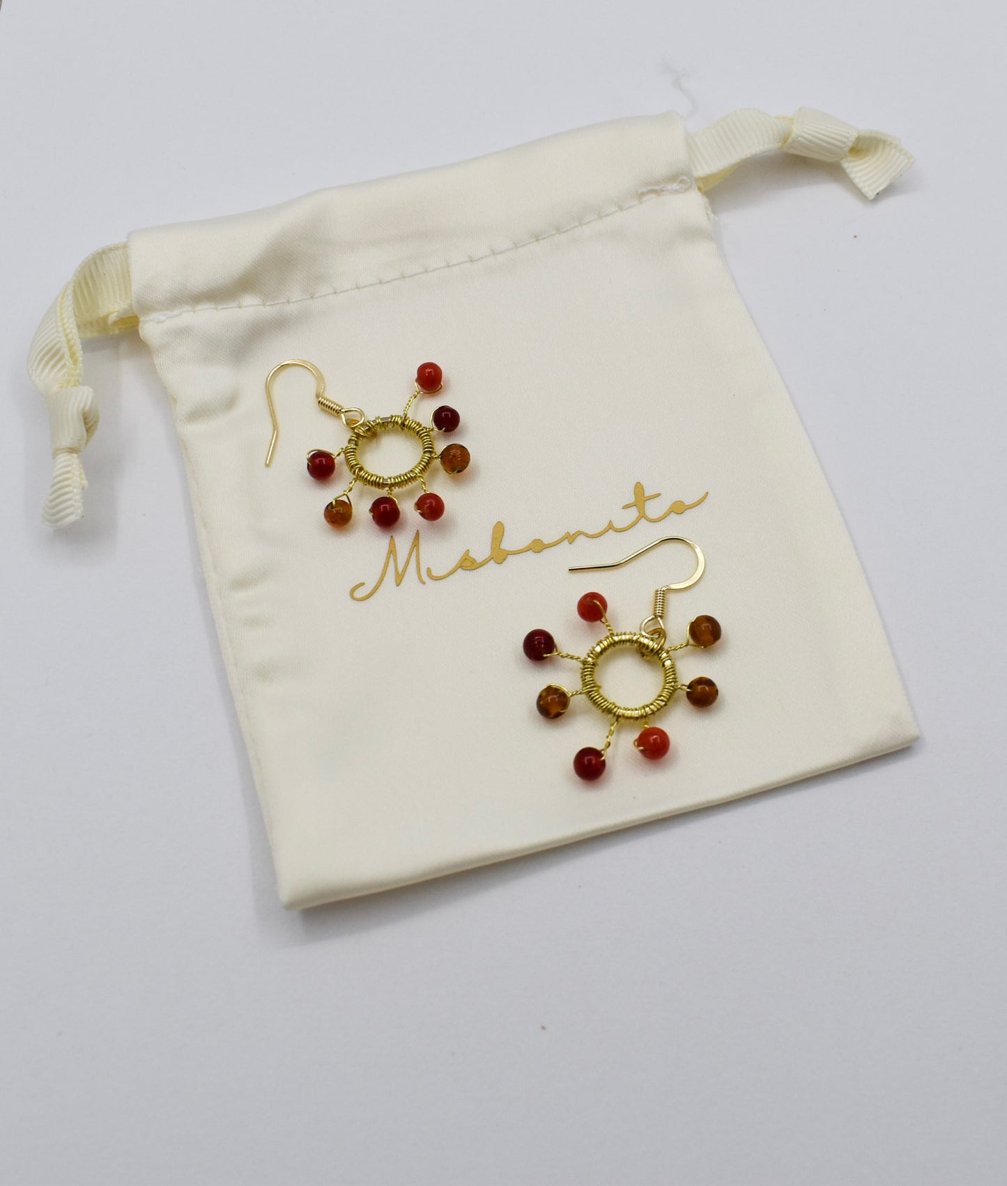 WIRE WRAPPED AGATE SUN EARRINGS