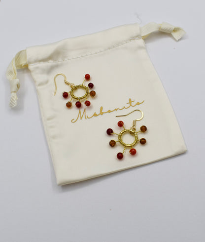 WIRE WRAPPED AGATE SUN EARRINGS