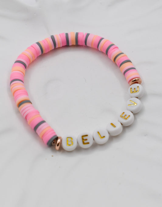 "BELIEVE" HEISHI BEADED BRACELET