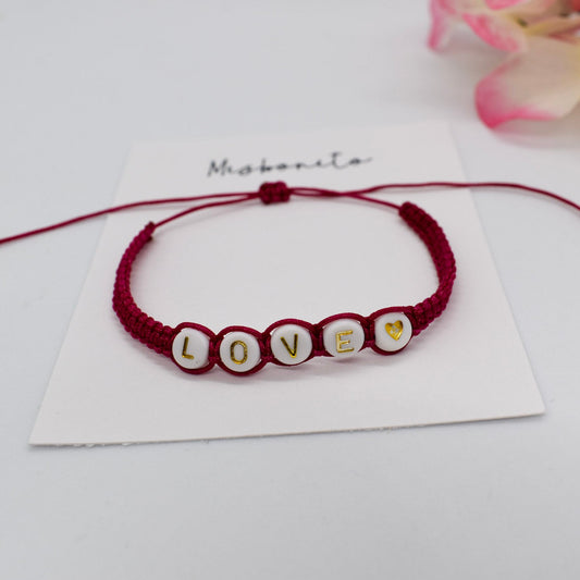 LOVE MACRAME BRACELET (RED)