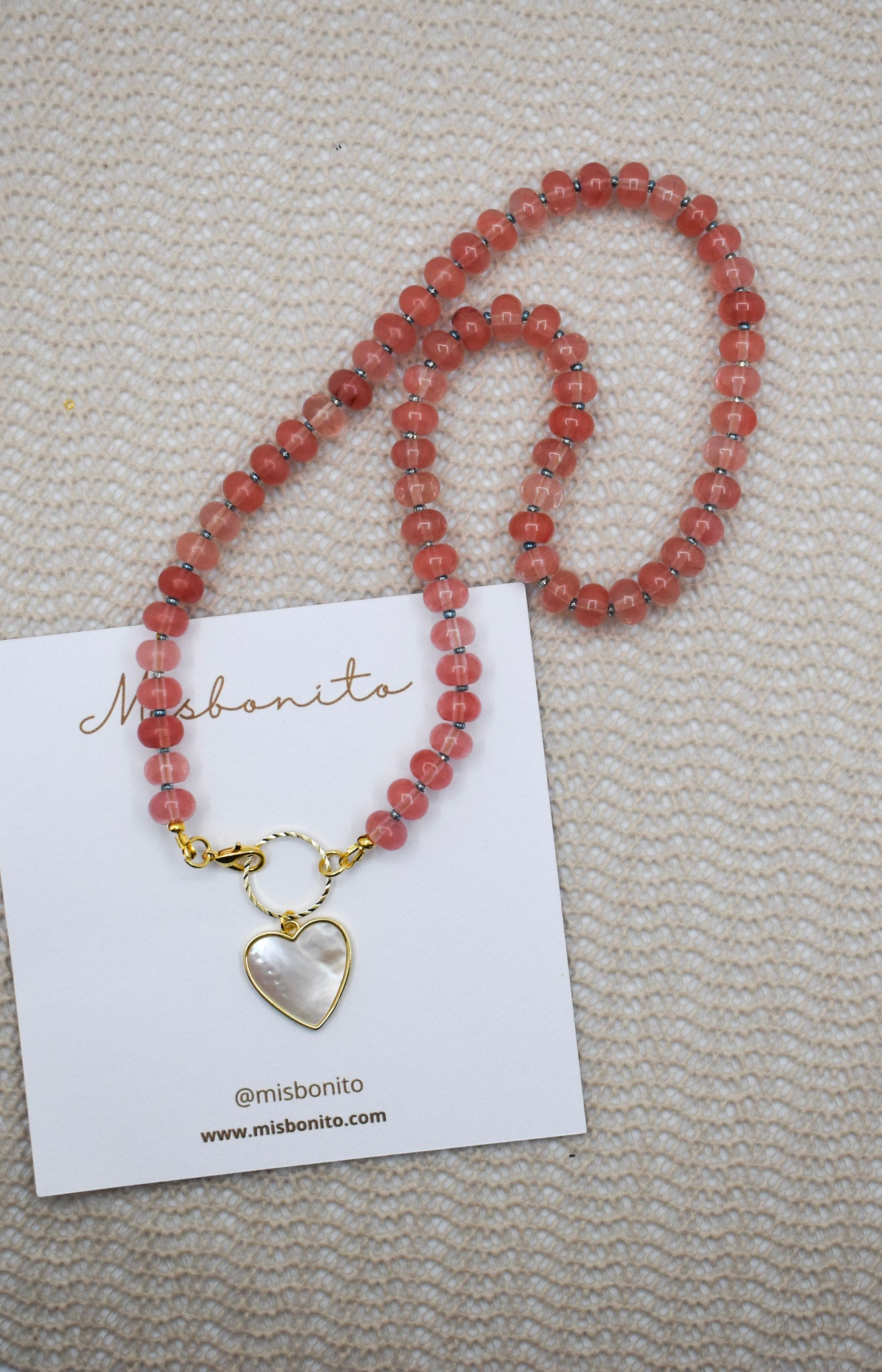 Watermelon Natural Abacus Necklace