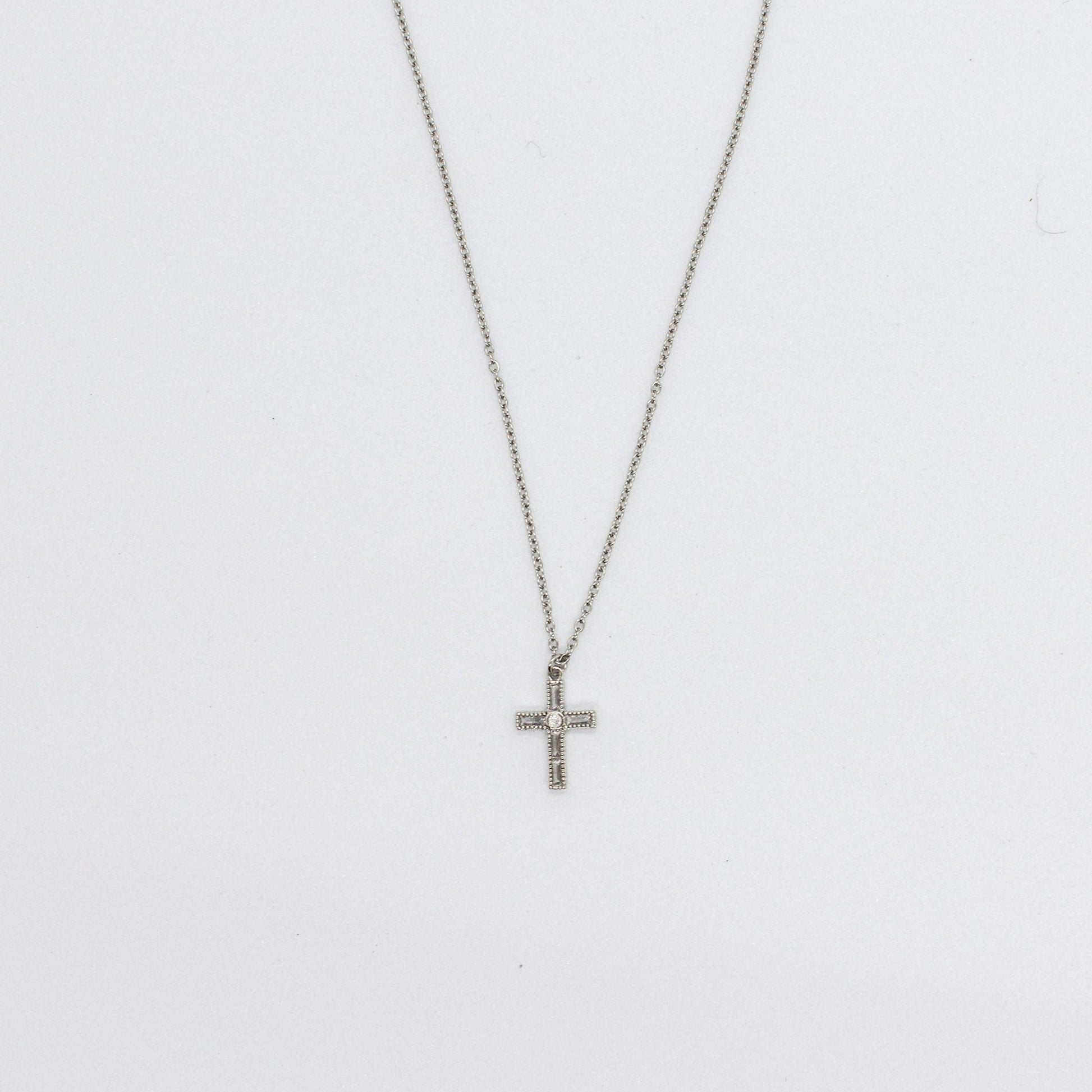 Dainty cross silver necklace